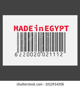 Vector realistic barcode  Made in Egypt on dark background.