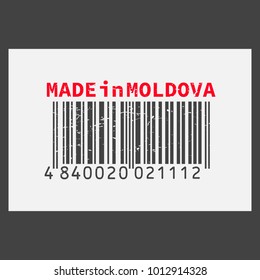 Vector realistic barcode  Made in Moldova on dark background.