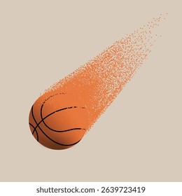 Vector realistic basket ball flying with high speed on transparent background. Every element is separated, fully editable and can be easy rearranged to your own design.