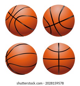 Baloncesto vectorial realista en diferentes vistas. Equipo deportivo con textura y sombra EPS10