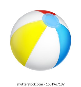 
Vector realistic beach ball. White, red, yellow and blue inflatable ball isolated on white. EPS 10