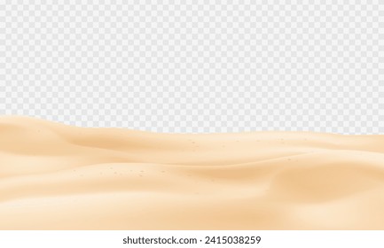 Vector realistic beach coastline sand surface.