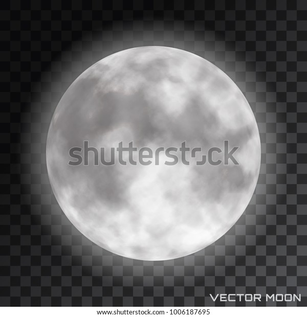 Vector realistic beautiful moon with glow\
effect on transparent\
background.