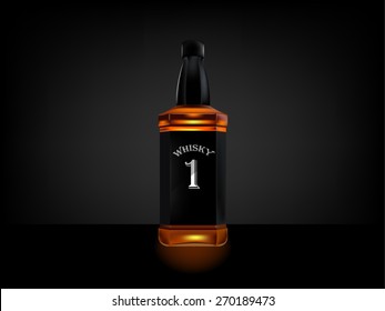 vector of realistic beautiful whisky bottle on dark background