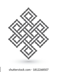 Vector realistic bicycle chain forming a Tibetan geometric symbol. Isolated on white background.