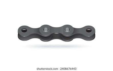 Vector realistic bicycle chain link. Isolated n white background.