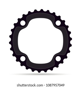 Vector realistic bicycle chainring on white background