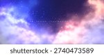Vector of realistic big white cloud on night sky background.