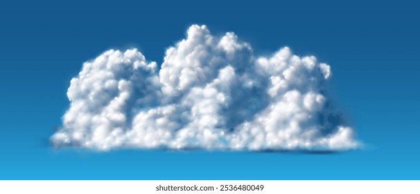 Vector of realistic big white cloud on blue sky background illustration.