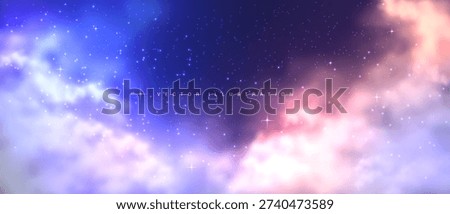 Vector of realistic big white cloud on night sky background.