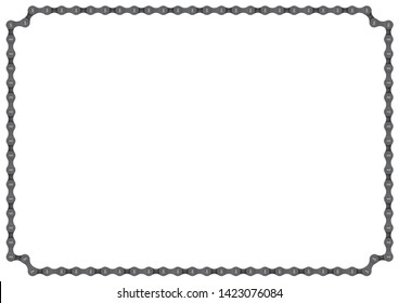 Vector realistic bike chain. A4 frame line. Isolated on white background.
