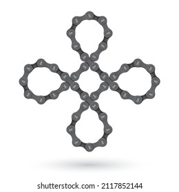 Vector realistic bike chain like tibetan symbol. Isolated on white background.