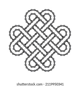 Vector realistic bike chain like tibetan symbol. Isolated on white background.