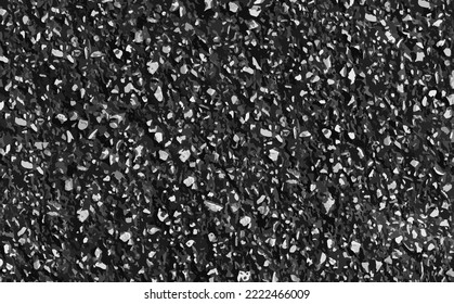 Vector realistic black asphalt texture. Bitumen surface, top view. Gray urban road background. Grainy 3d ground pattern. Rocks tile structure. Dirty ground shape. Rough textured highway. Tarmac sign