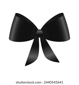 Vector realistic black bow isolated on white background.