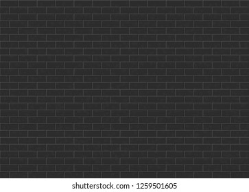 Vector realistic black brick wall background for decoration