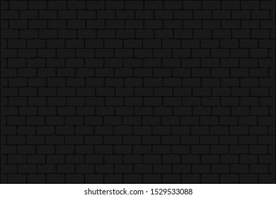 Vector realistic black brick wall background. 