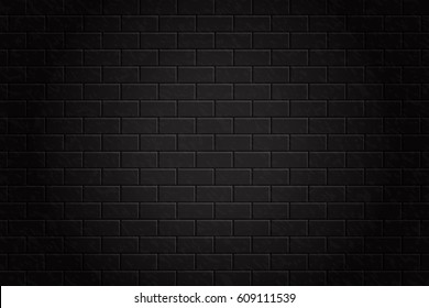 Vector realistic black brick wall background for decoration