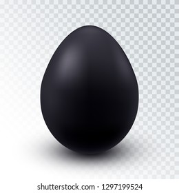 Vector Realistic Black Chicken Egg with Shadow Isolated on Transparent Background. Concept Design Element