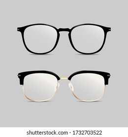 Vector realistic black eyeglasses isolated on gray background ,  Eps10 vector illustration.