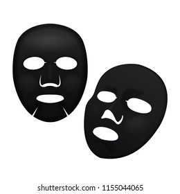 Vector realistic black facial cosmetic sheet mask for your design