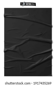 Vector realistic black glued paper on white background