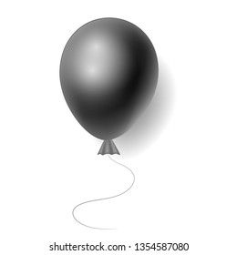 Vector realistic black helium balloon on white background. Concept for promotion, ad, sale, flyer. Three-dimensional illustration. Eps 10.