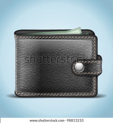 Vector Realistic Black Leather Wallet