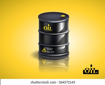 Vector realistic black metal oil barrel