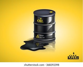 Vector realistic black metal oil barrel