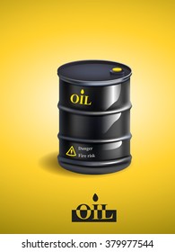 Vector realistic black metal oil barrel