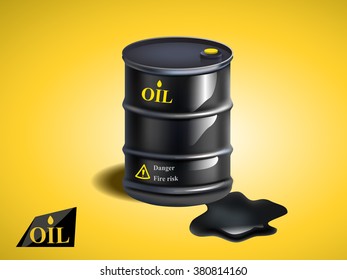 Vector realistic black metal oil barrel