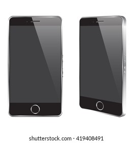 Vector realistic black stylish phone (mock up) for your logos,designs, apps, icons isolated on white