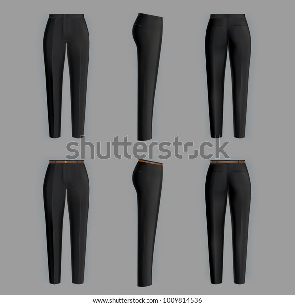 Vector Realistic Black Trousers Women Isolated Stock Vector