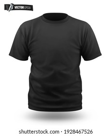 Vector realistic black T-shirt on white background