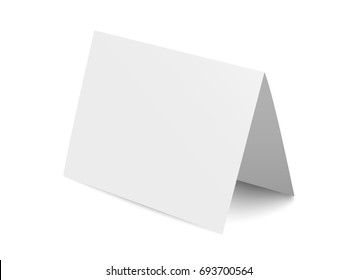 Vector Realistic Blank Bent Paper Card Isolated On White Background