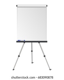 Vector realistic blank flipchart isolated on white background