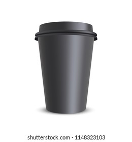 Vector realistic blank paper coffee cup isolated on white. Vector illustration.