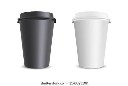 Vector realistic blank paper coffee cup isolated on white. Vector illustration.