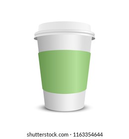 Vector realistic blank paper coffee cup isolated on white. Vector illustration.