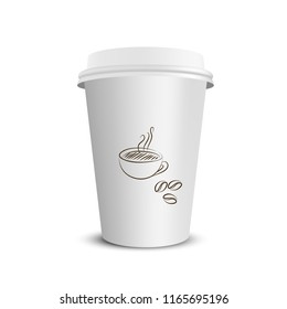 Vektor realistische leere Papier Kaffeetasse einzeln auf weiß. Vektorgrafik.