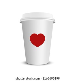 Vector realistic blank paper coffee cup isolated on white. Vector illustration.