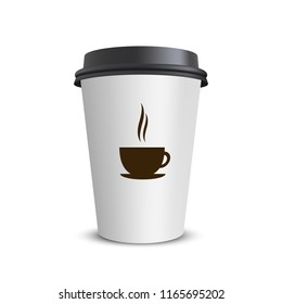 Vector realistic blank paper coffee cup isolated on white. Vector illustration.