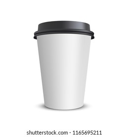 Vector realistic blank paper coffee cup isolated on white. Vector illustration.