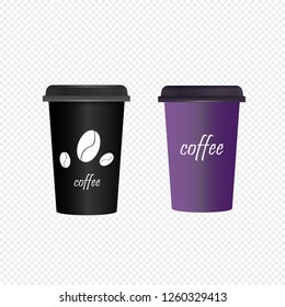 Vector realistic blank paper coffee cup set isolated.