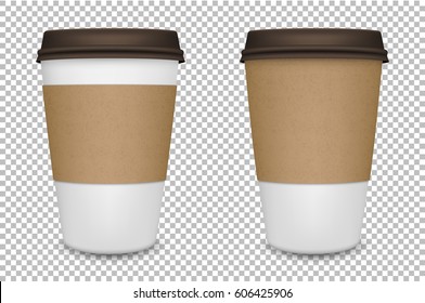 Vector realistic blank paper coffee cup set isolated. Vector EPS10.