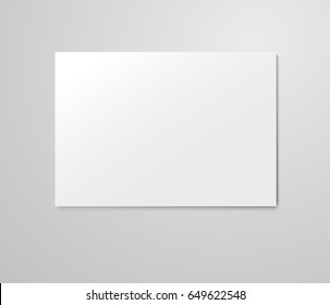 Vector realistic blank paper sheet mockup on light grey background. Flayer, poster template for your design