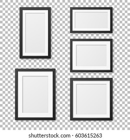 Vector Realistic Blank Picture Frame Template Set Isolated. EPS10.