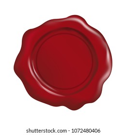 Vector realistic blank red wax seal isolated on white background
