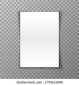 hoja de papel de espacio en blanco realista vectorial sobre fondo transparente.